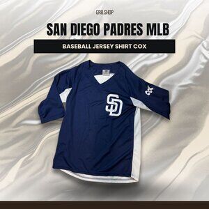 San Diego Padres Youth Large Baseball Jersey Shirt Navy & White V-Neck 3/4 Sleev